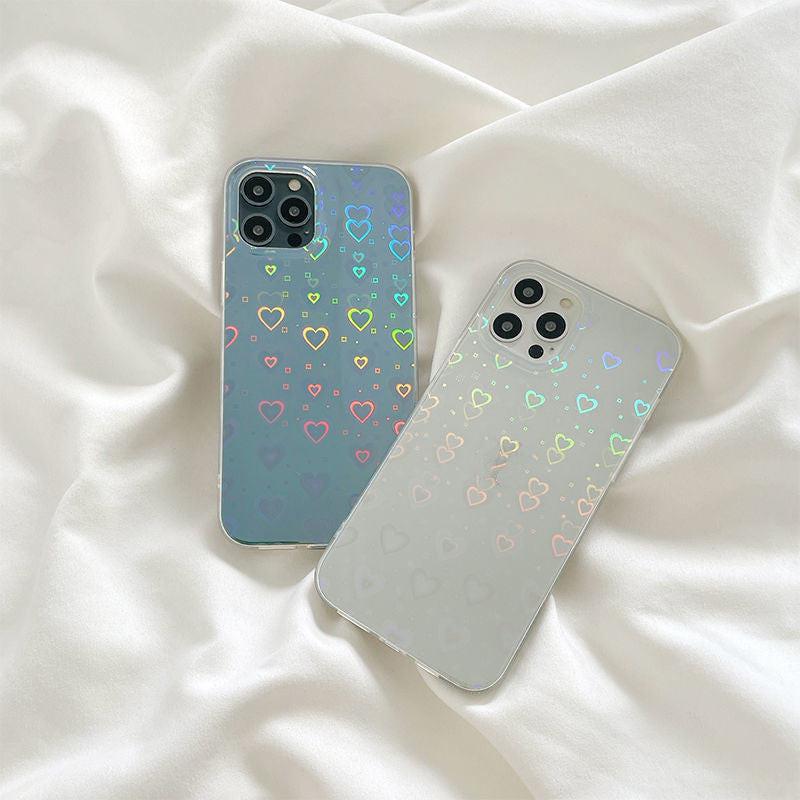 Laser Colorful Love For Double-sided Coated Silicone Phone Case.