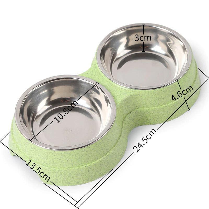 Double Pet Bowls Dog Food Water Feeder Stainless Steel Pet Drinking Dish Feeder Cat Puppy Feeding Supplies Small Dog Accessories.