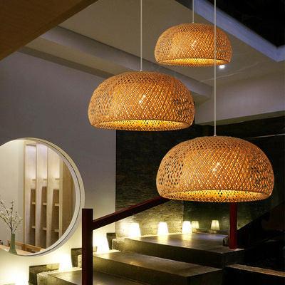 Bamboo Woven Simple Japanese Creative Pastoral Chandelier.