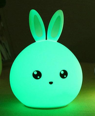 Cute Night Light Animal Rabbit Night lamps Touch Sensor Silicone LED Colorful Lights.