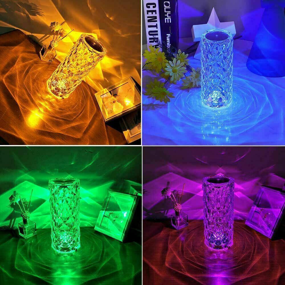 LED Crystal Table Lamp Diamond Rose Night Light Touch Atmosphere &Remote Control.