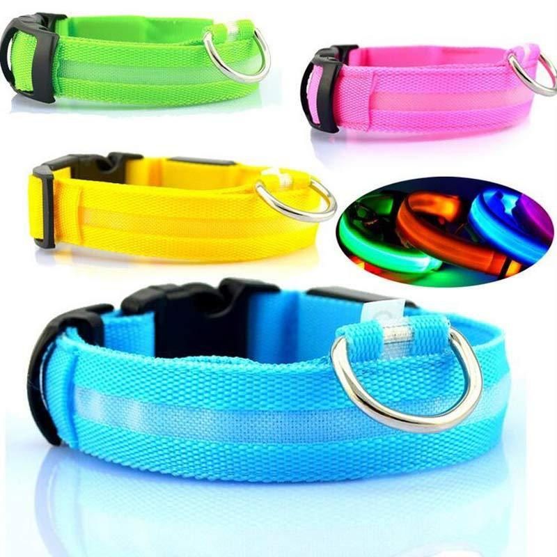 Nylon LED Pet Dog Luminous Collar Night Safety Flashing Glow in Dark Dog Cat Leash Adjustable Pet Supplies.