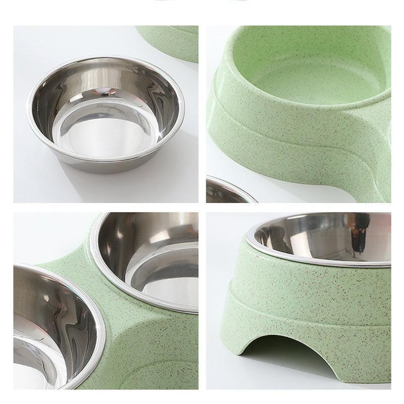Double Pet Bowls Dog Food Water Feeder Stainless Steel Pet Drinking Dish Feeder Cat Puppy Feeding Supplies Small Dog Accessories.