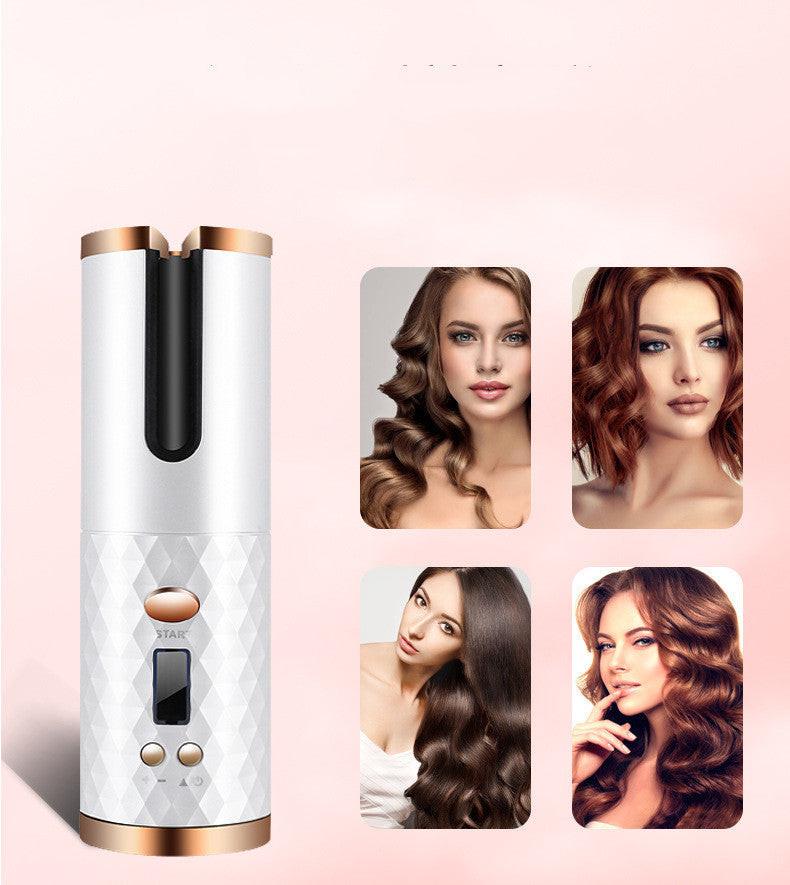 Rechargeable Automatic Hair Curler Women Portable Hair Curling Iron LCD Display Ceramic Curly Rotating Curling Wave Styer.