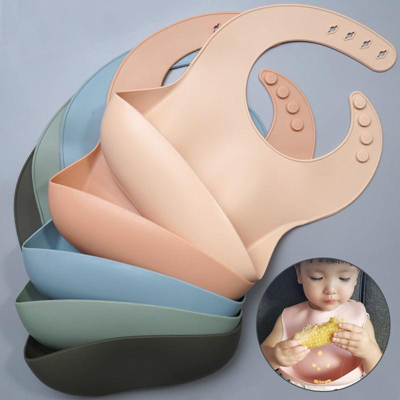 Soft Waterproof Silicone Baby Bib with Food Catcher, Baby Silicone Bib.