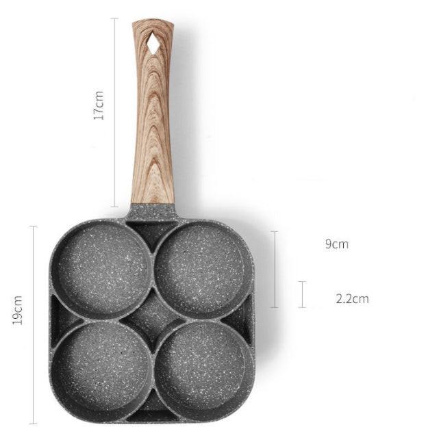 Multi Functional 4 Hole Frying Pan Non Stick Breakfast Burger Egg Pancake Maker Medical Stone Four Hole Omelet Pan.