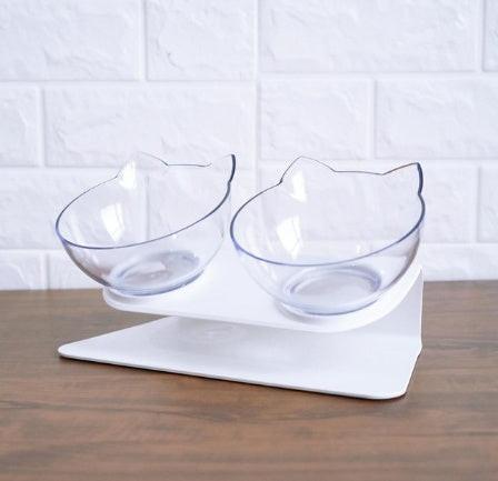 New Inclined Food Cat Ear Oblique Mouth Transparent Single Pet Bowl.