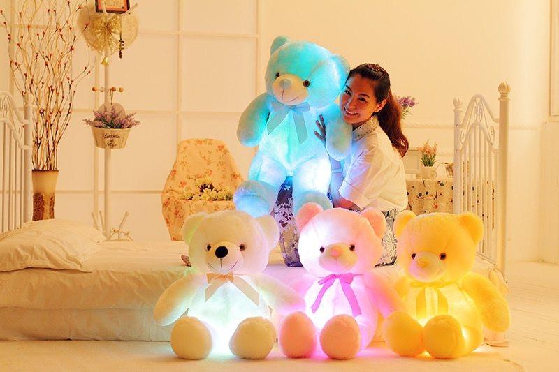 Creative Light Up LED Teddy Bear Stuffed Animals Plush Toy Colorful Glowing Christmas Gift For Kids Pillow.