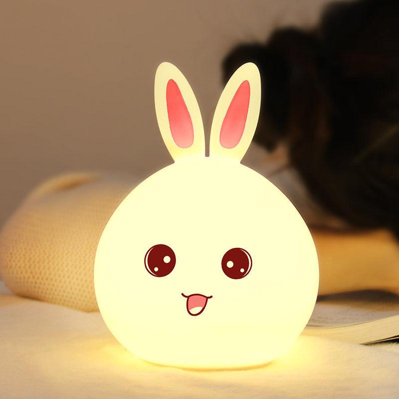 Cute Night Light Animal Rabbit Night lamps Touch Sensor Silicone LED Colorful Lights.