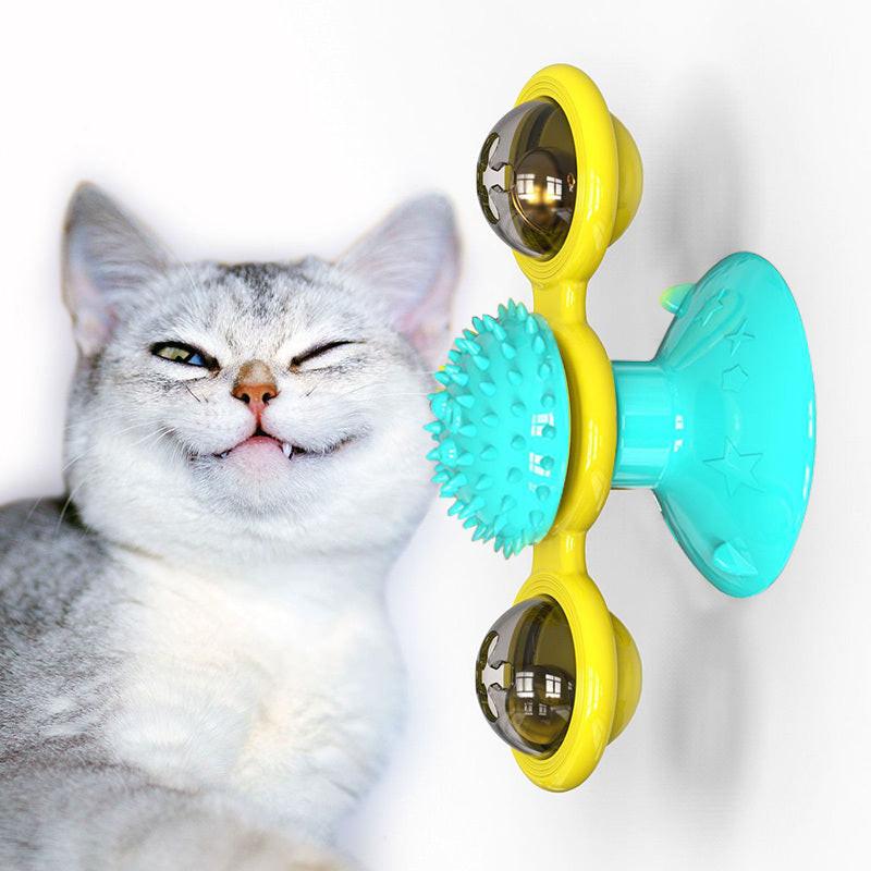 Cat Rotating Windmill Multi-Function Toys Itch Scratching Device Teeth Shining Toy.