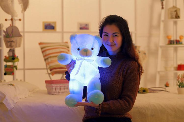 Creative Light Up LED Teddy Bear Stuffed Animals Plush Toy Colorful Glowing Christmas Gift For Kids Pillow.