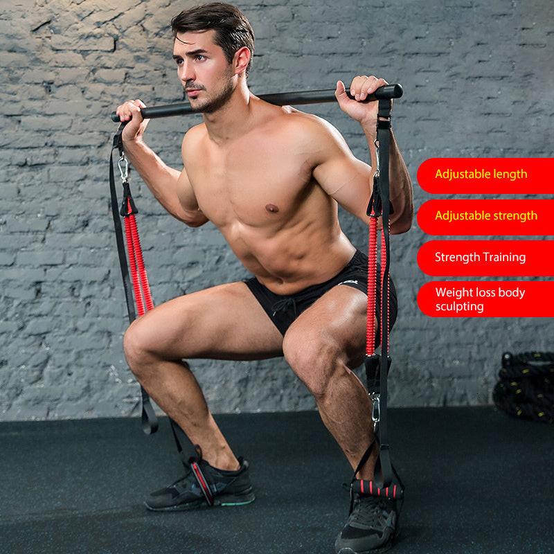 Body Workout Trainer Bar with Resistance Bands Rubber Buckles.