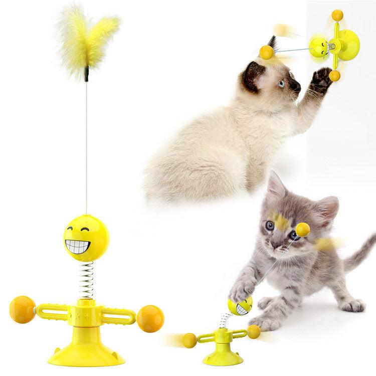 Cat Rotating Windmill Multi-Function Toys Itch Scratching Device Teeth Shining Toy.
