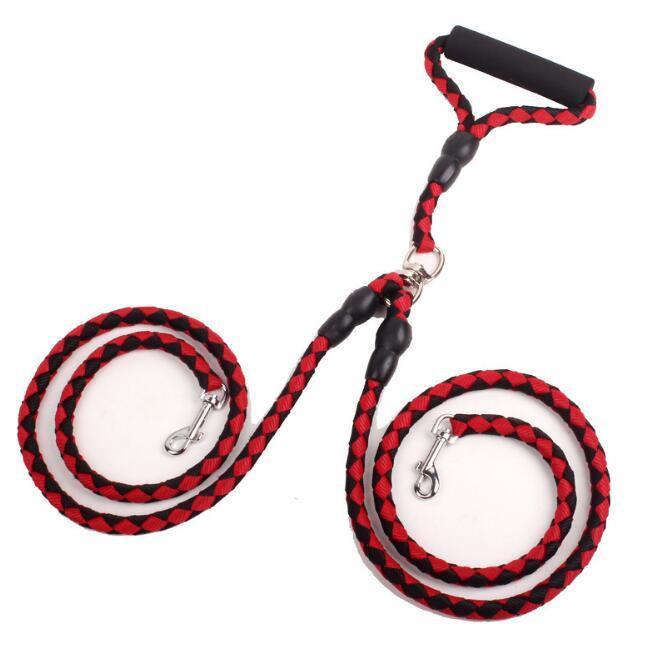 Double-Ended Traction Rope For Walking The Dog Hand-Double-Ended Traction Rope One Plus Two Leash Collar Pet Supplies Dog Collar.