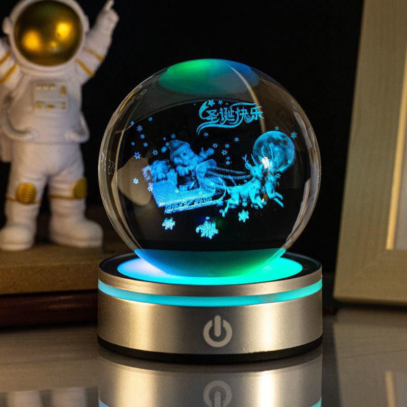 Creative 3D Inner Carving Luminous Crystal Ball Colorful Gradient Small Night Lamp Home Decorations Gifts Selection.