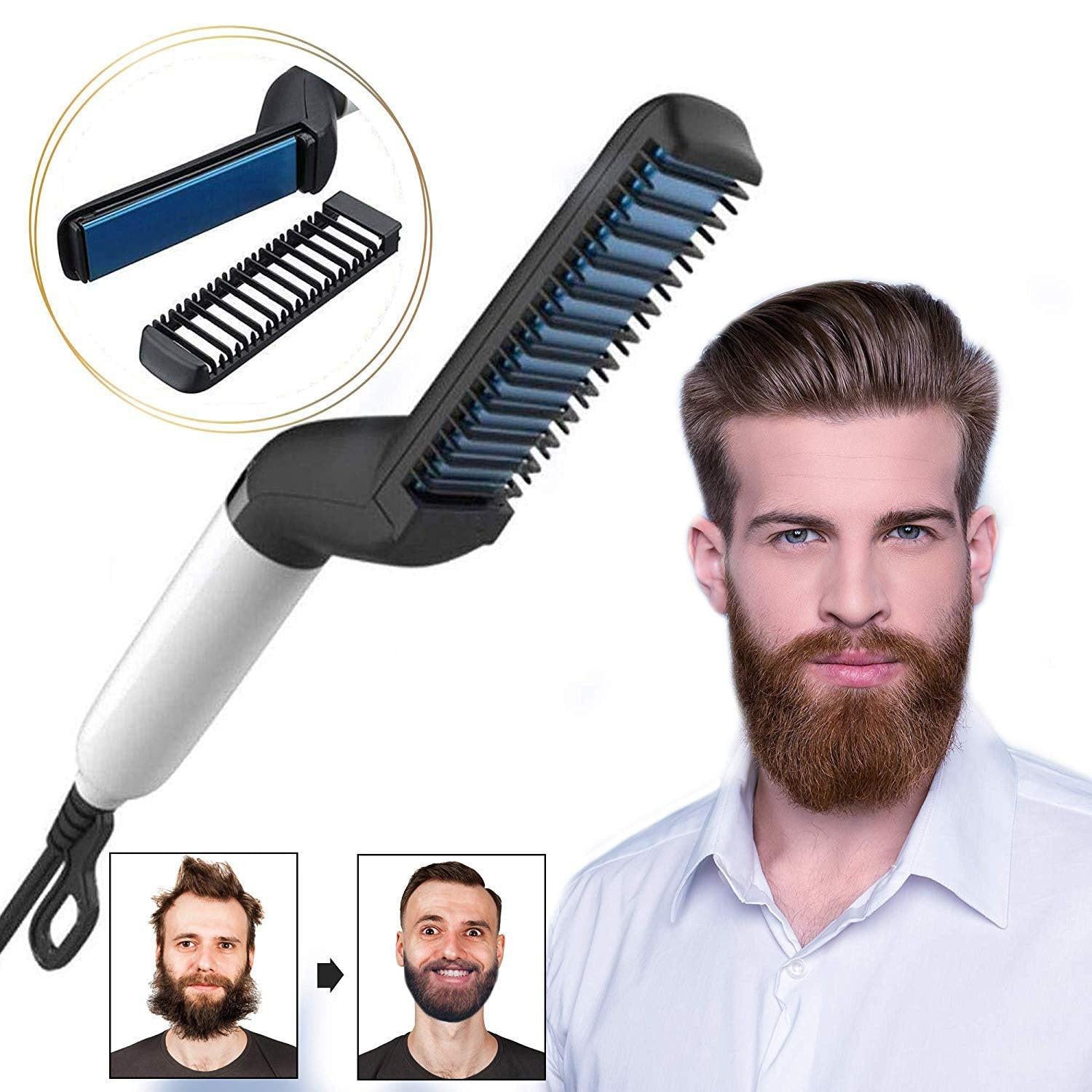 Electric Hair Straightener Brush,Men Quick Beard Straightener Styler Comb,Hair Straightening,Curly Hair Straightening Comb,Side Hair Detangling,Multifunctional Hair Curling Curler.