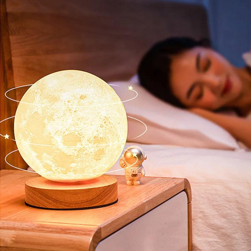 Creative 3D Magnetic Floating Levitating Moon Lamp Touch Control 3 Color Moon Light Lunar Night Light For Home Office Room Decor.