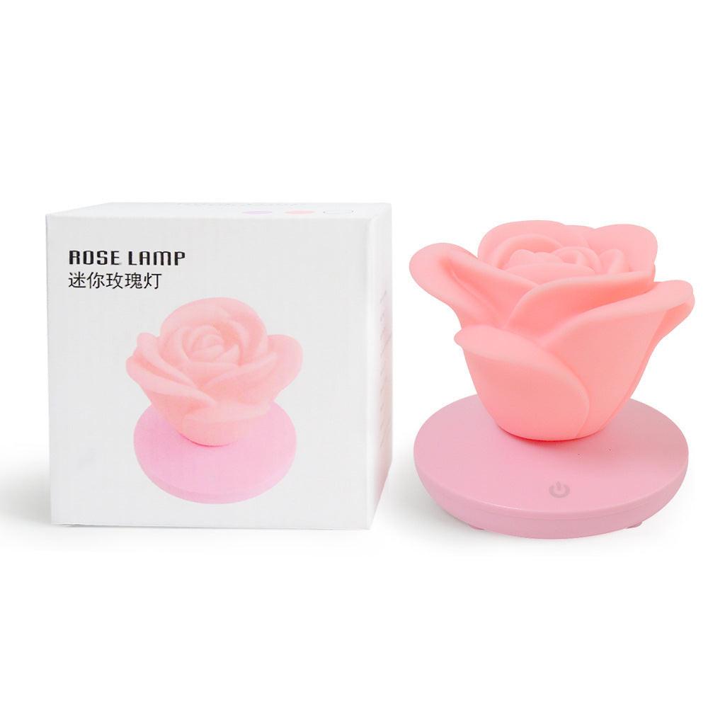 4 Colors Romantic Rose-shape Three Lighting Level Dimming Touch Night Light Valentine's Day Night Light.