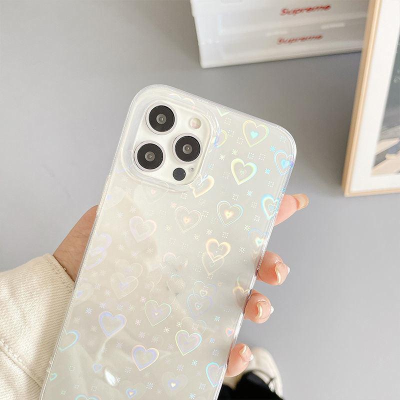 Laser Colorful Love For Double-sided Coated Silicone Phone Case.