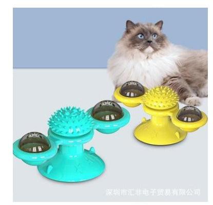 Cat Rotating Windmill Multi-Function Toys Itch Scratching Device Teeth Shining Toy.