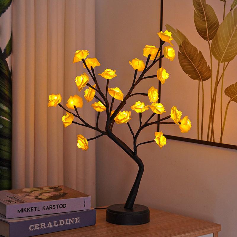 Table Lamp Flower Tree Rose Lamps Fairy Desk Night Lights USB Operated Gifts For Wedding Valentine Christmas Decoration.