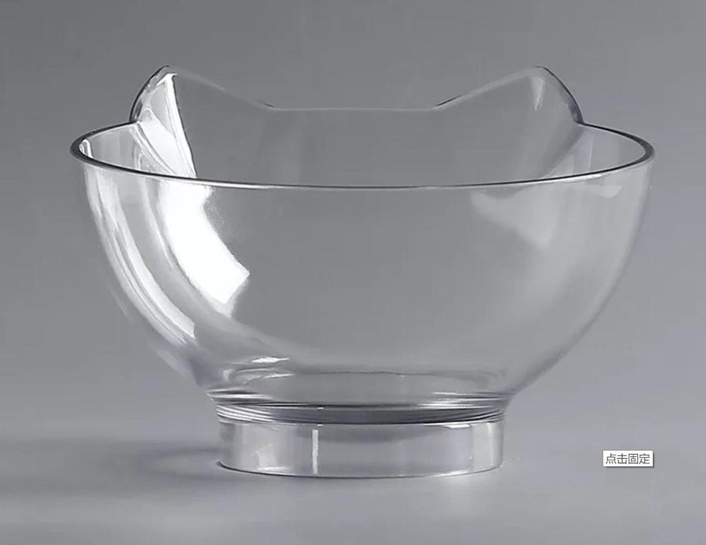 New Inclined Food Cat Ear Oblique Mouth Transparent Single Pet Bowl.