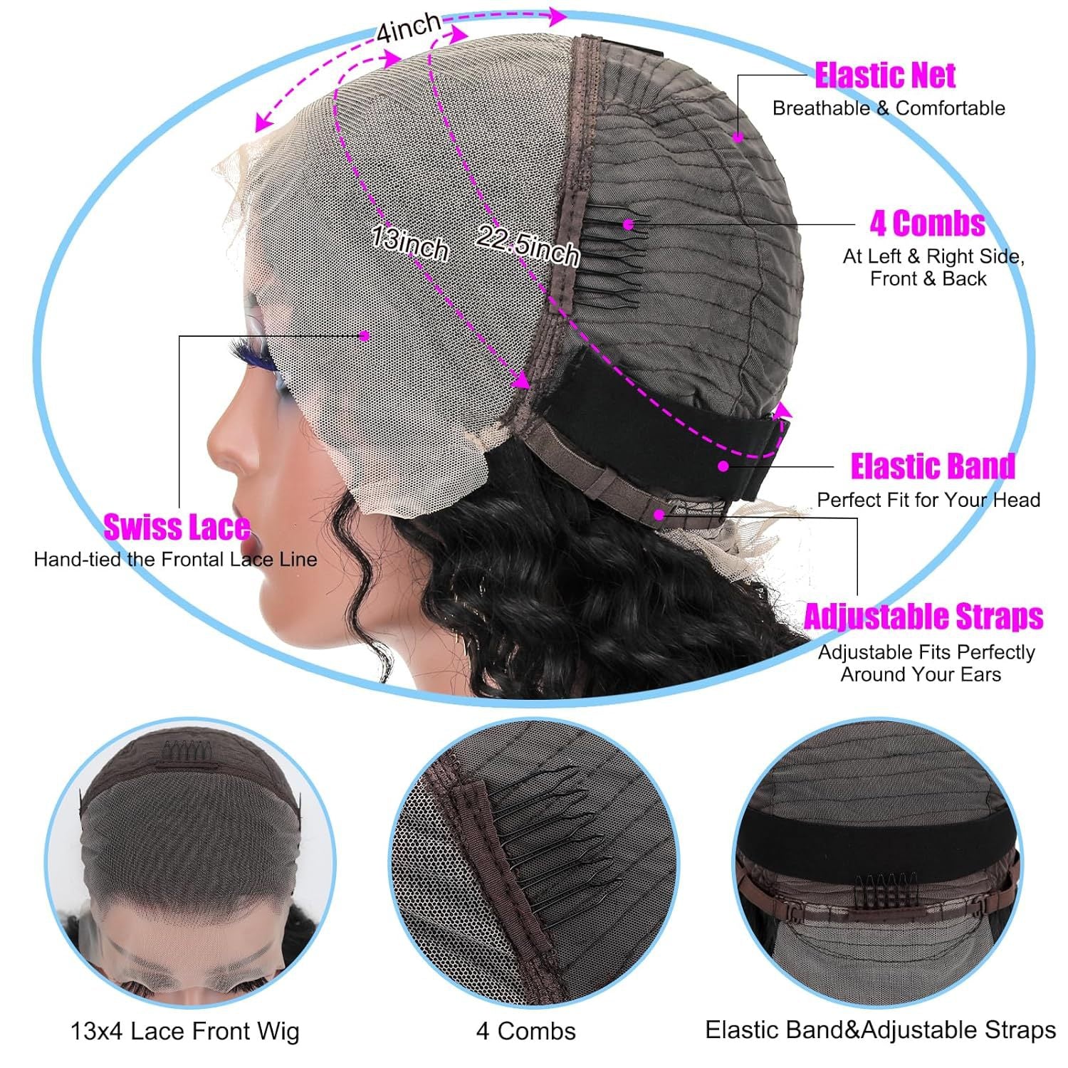 Front Lace Human Hair Wig Deep Wave Human Wig