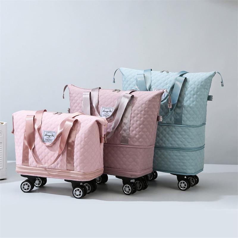 Universal Wheel Rhombus Travel Bag Lightweight Dry Wet Separation Large Capacity Fitness Yoga Bag.