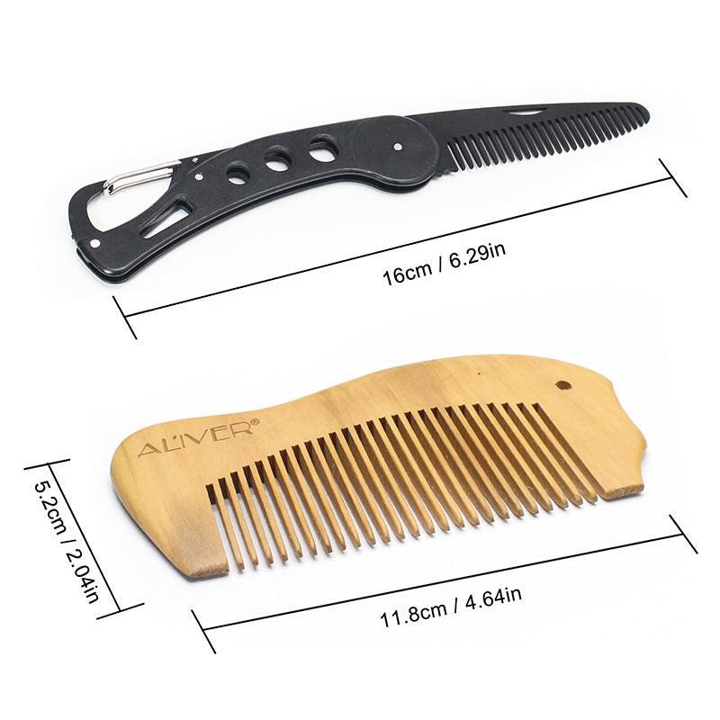 Man Hair Beard Shaving Set Bathroom Tool Brush Comb Shaving Scissors Clean Styling Set.