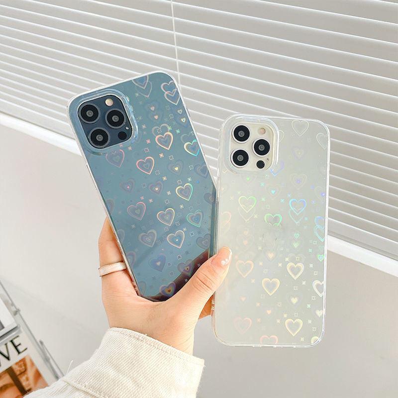 Laser Colorful Love For Double-sided Coated Silicone Phone Case.