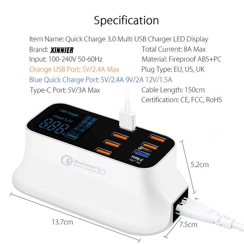 Quick Charge 3.0 Ordinary Smart USB Charger Station.