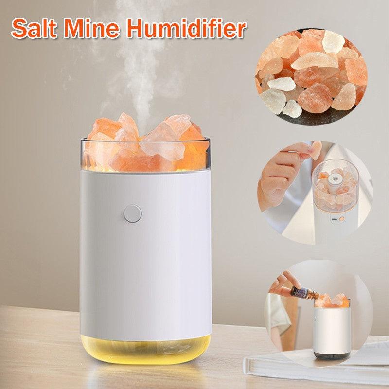 Air Humidifier Crystal Salt Stone Desktop Aromatherapy Essential Oil Ultrasonic Diffuser With LED Lamp Bedroom Home Humidifier.