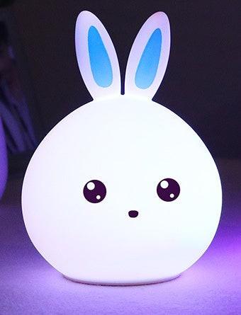 Cute Night Light Animal Rabbit Night lamps Touch Sensor Silicone LED Colorful Lights.