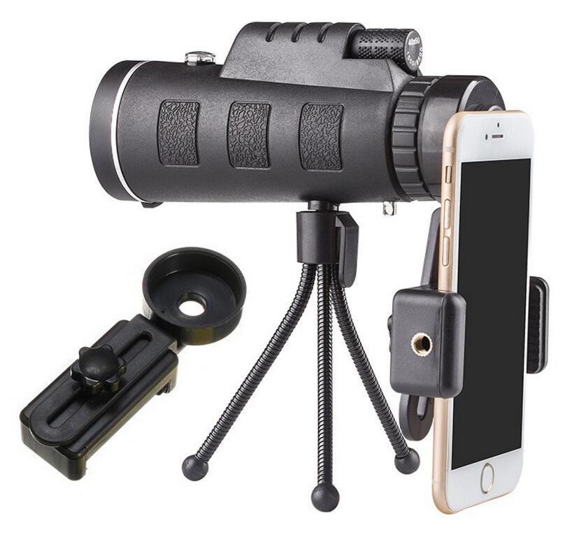 Compatible with Apple, Monocular Telescope Zoom Scope with Compass Phone Clip Tripod.