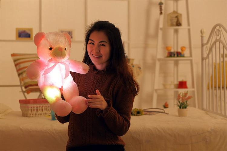 Creative Light Up LED Teddy Bear Stuffed Animals Plush Toy Colorful Glowing Christmas Gift For Kids Pillow.