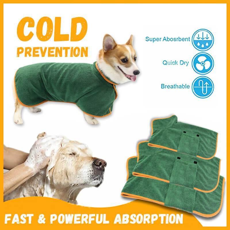Absorbent Pet Bathrobe With Waist-wrapped Microfiber.
