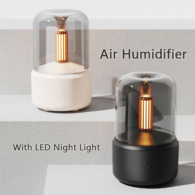 Atmosphere Light Humidifier Candlelight Aroma Diffuser Portable 120ml Electric USB Air Humidifier Cool Mist Maker Fogger 8-12 Hours With LED Night Light.