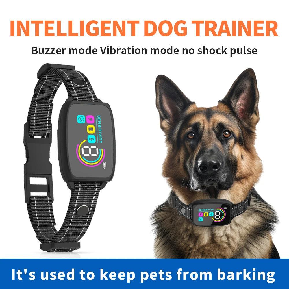 Smart Automatic Anti Barking Dog Collar Rechargeable Bark Stopper Stop Barking HD Digital Display IP67 Waterproof Collar For Dogs Pet Products.