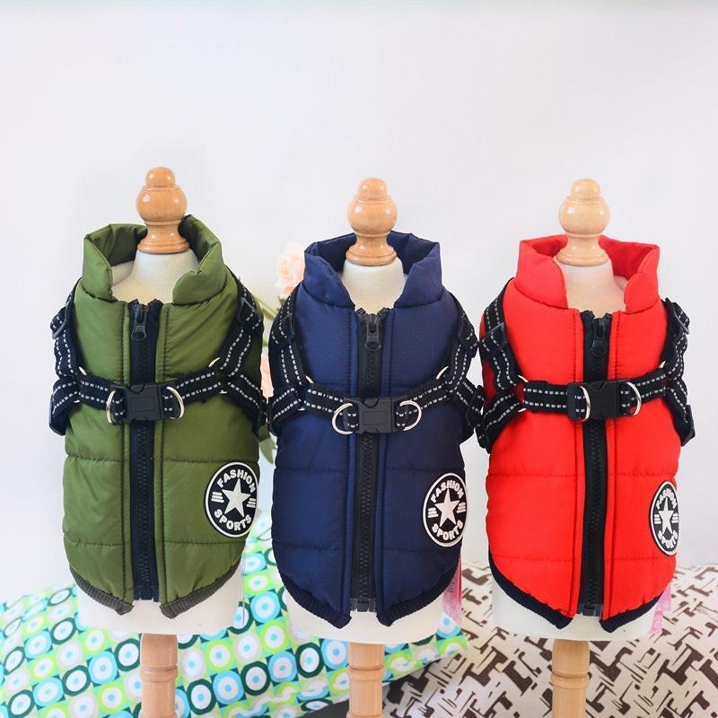 Waterproof Dog Clothes Winter Dog Coat With Harness Warm Pet Clothing Big Dog Jacket Chihuahua Labrador Coat Costume.