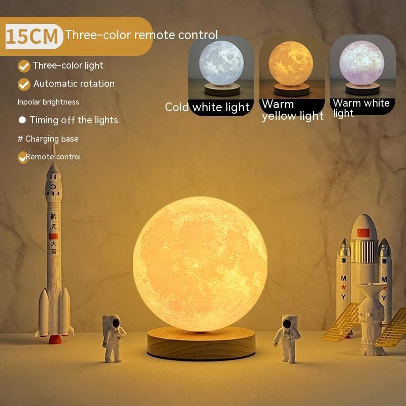 Creative 3D Magnetic Floating Levitating Moon Lamp Touch Control 3 Color Moon Light Lunar Night Light For Home Office Room Decor.