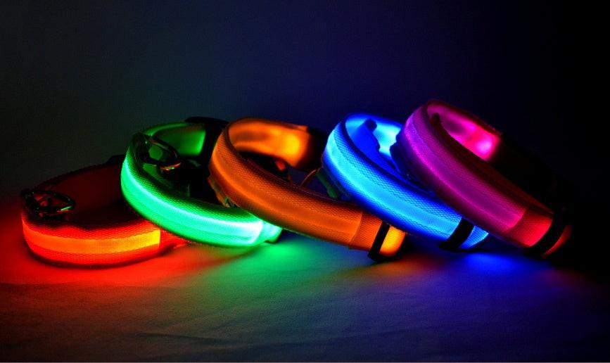 Nylon LED Pet Dog Luminous Collar Night Safety Flashing Glow in Dark Dog Cat Leash Adjustable Pet Supplies.