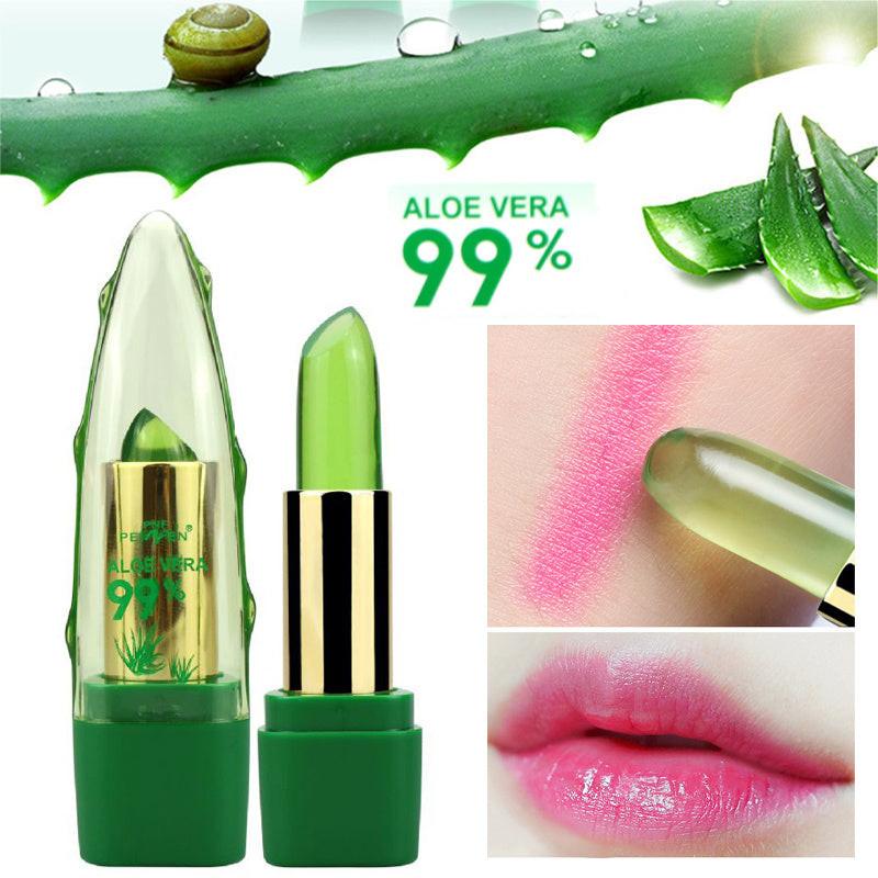 Aloe Vera Gel Color Changing Lipstick Gloss  Moisturizer Anti-drying Desalination Fine-grain Lip Blam Care.
