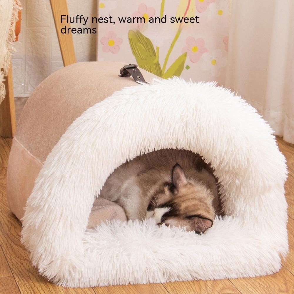 New Splice Portable Pet Nest Portable Autumn And Winter Warm Dog Nest Moisture-proof Long Fur Cat Nest Cross Border Pet Nest.