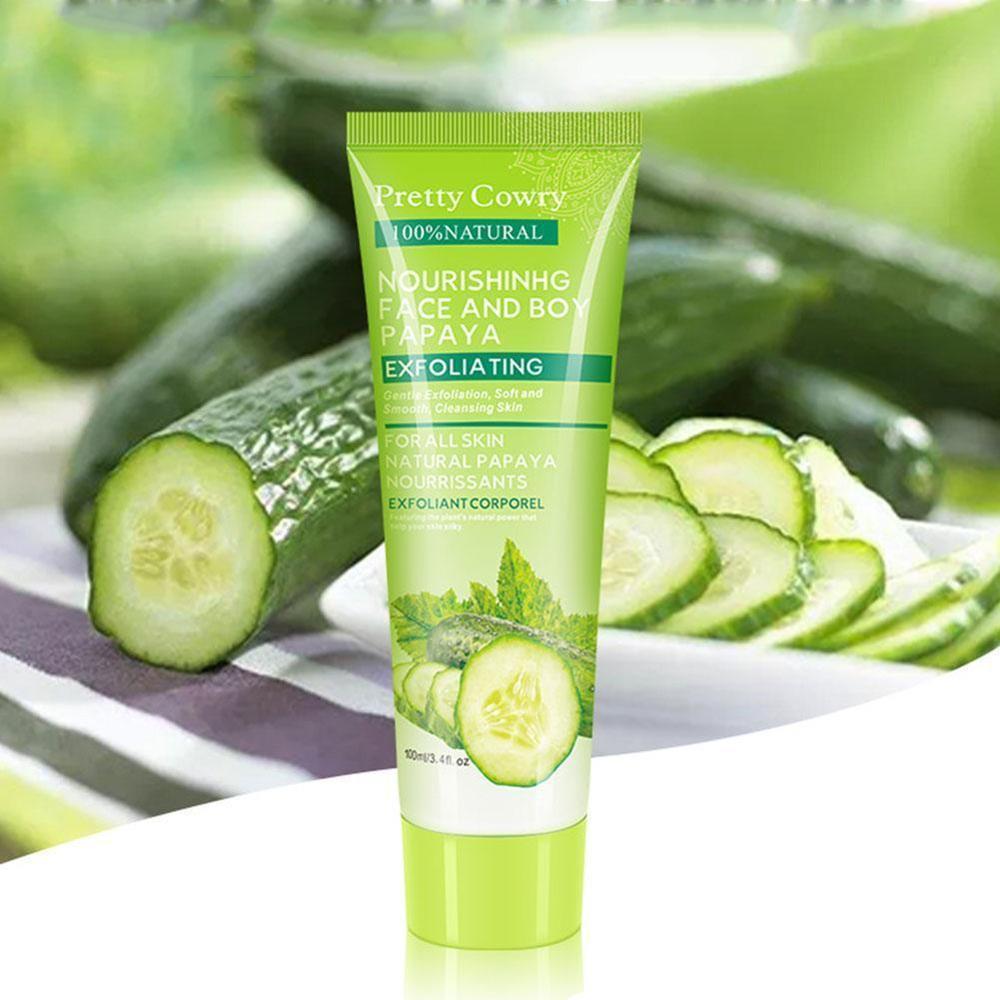 Cucumber Coconut Papaya Facial Exfoliating Gel Cream 100ml Body Cleansing.