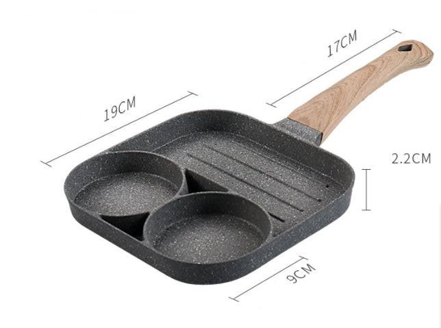 Multi Functional 4 Hole Frying Pan Non Stick Breakfast Burger Egg Pancake Maker Medical Stone Four Hole Omelet Pan.