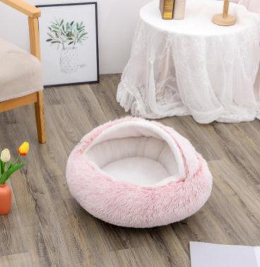 2 In 1 Dog And Cat Bed Pet Winter Bed Round Plush Warm Bed House Soft Long Plush Pets Bed Pet Products.