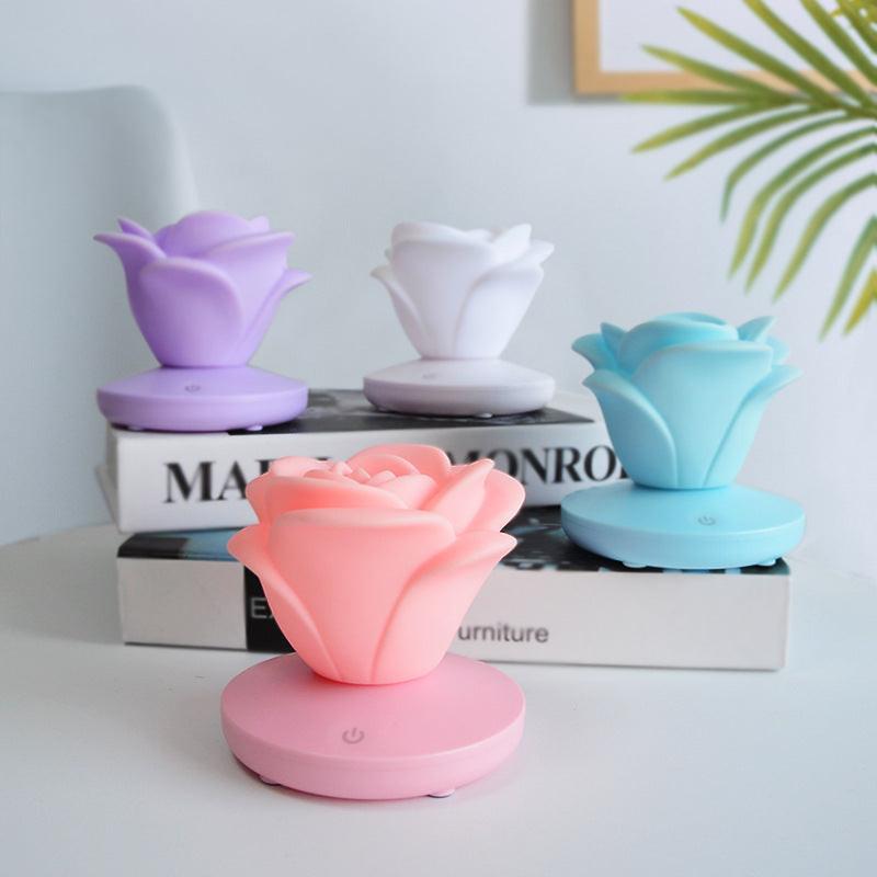 4 Colors Romantic Rose-shape Three Lighting Level Dimming Touch Night Light Valentine's Day Night Light.