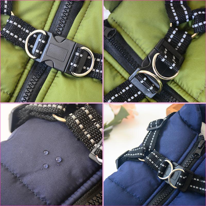 Waterproof Dog Clothes Winter Dog Coat With Harness Warm Pet Clothing Big Dog Jacket Chihuahua Labrador Coat Costume.