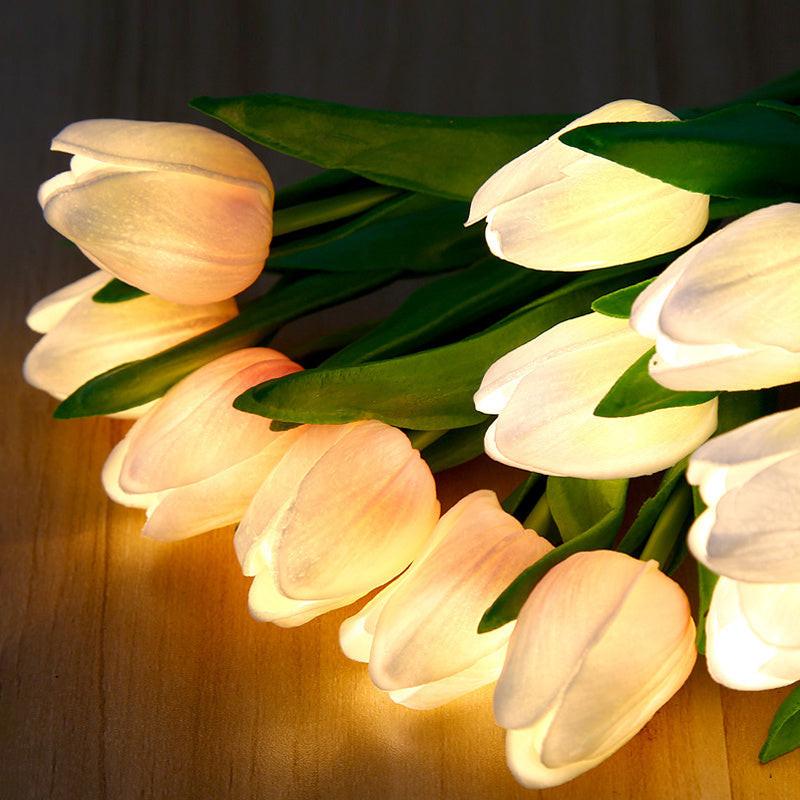LED Tulip Flower Night Light Artificial Flowerpot Potted Plant Landscape Table Lamp Home Bedroom Living Room Decoration Gift.