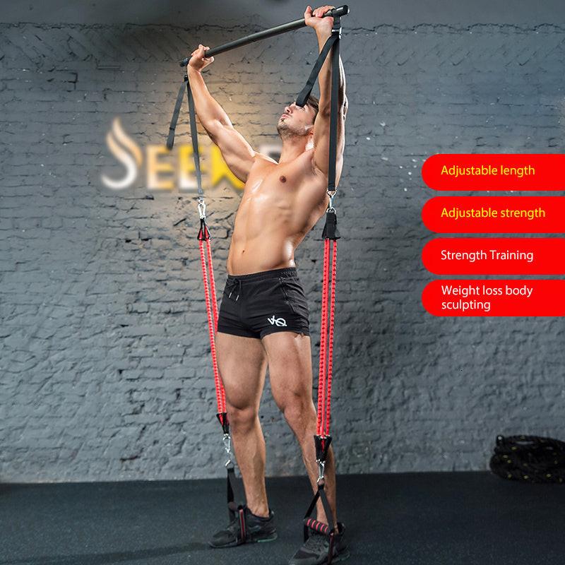 Body Workout Trainer Bar with Resistance Bands Rubber Buckles.